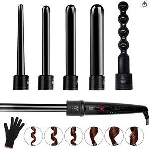 6 in 1 Curling Iron Wand Set With 6 Interchangeable Ceramic Barrels